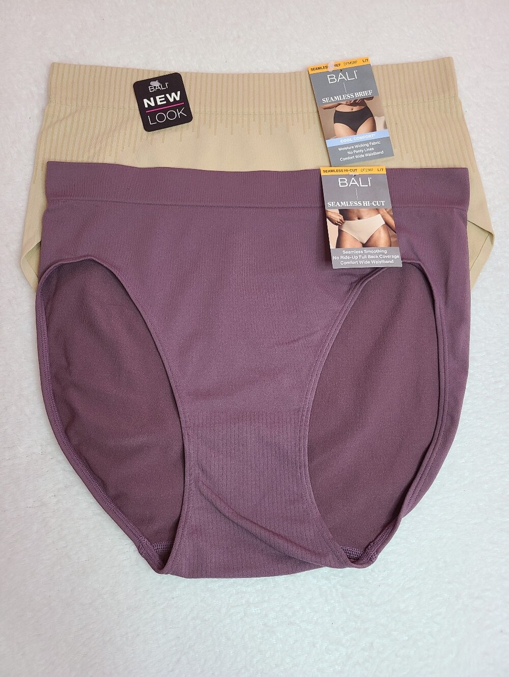 2pk BALI Cool Comfort Seamless Smooth Nylon Panties Size Lg